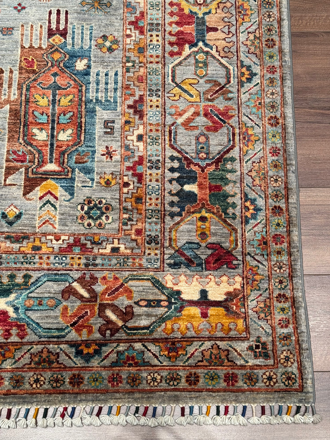 Veziri Orijinal El Dokuması Gri Kök Boya Yün Halı 176x250 4.40 Metrekare - 6x8 ft