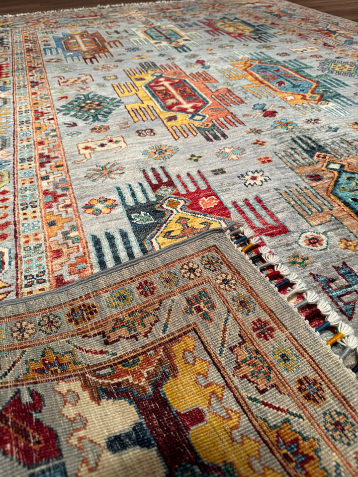 Veziri Orijinal El Dokuması Gri Kök Boya Yün Halı 176x250 4.40 Metrekare - 6x8 ft