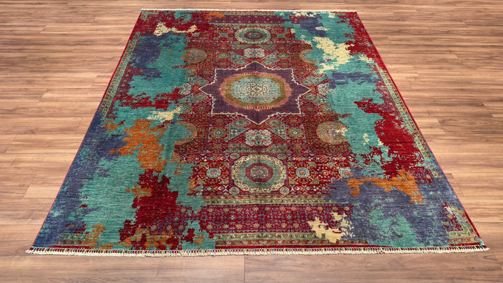 K.Mamluk Original Hand Woven Multi Vegetable Dyed Wool Carpet 250x302 7.55 Square Meters - 8x10 ft