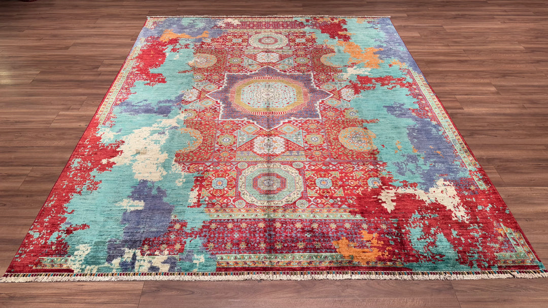 K.Mamluk Original Hand Woven Multi Vegetable Dyed Wool Carpet 250x302 7.55 Square Meters - 8x10 ft