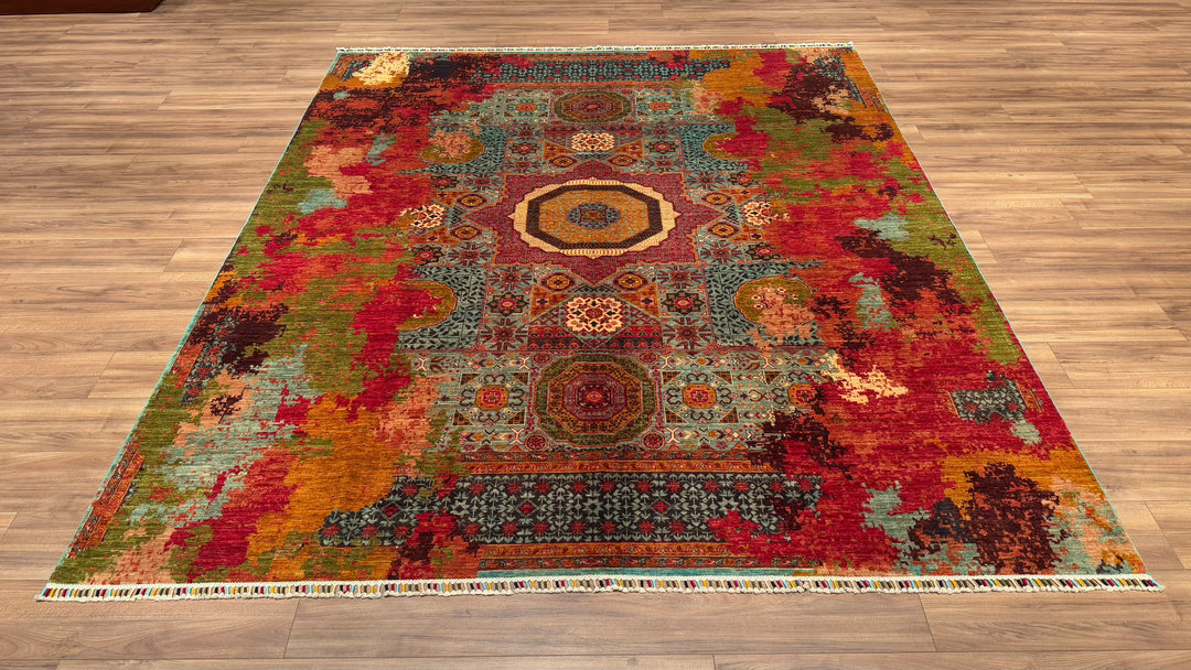 K.Mamluk Original Hand Woven Multi Vegetable Dyed Wool Carpet 250x289 7.23 Square Meters - 8x10 ft