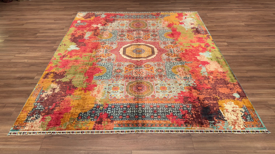 K.Mamluk Original Hand Woven Multi Vegetable Dyed Wool Carpet 250x289 7.23 Square Meters - 8x10 ft