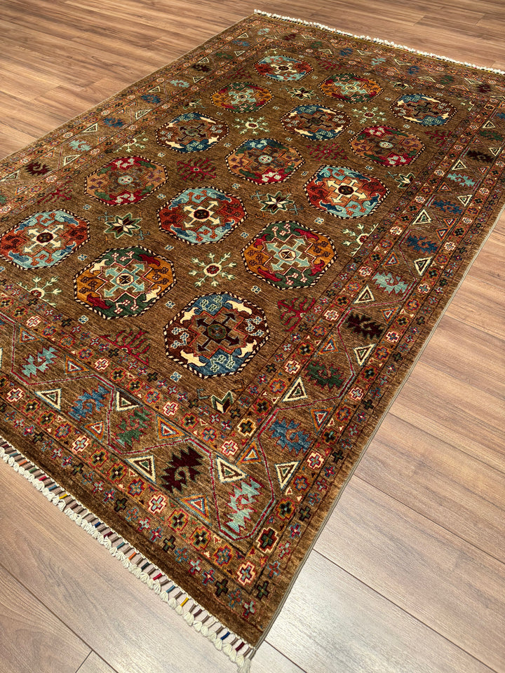 Veziri Original Hand-Woven Brown Vegetable Dyed Wool Carpet 175x256 4.48 Square Meters - 6x8 ft