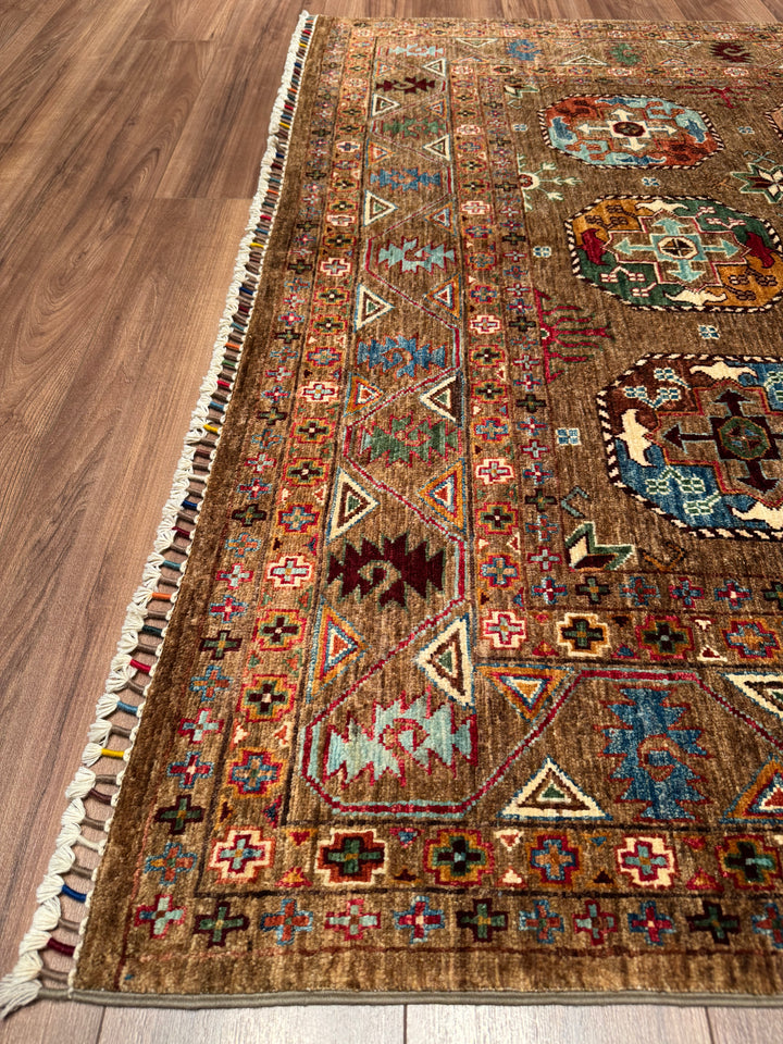 Veziri Original Hand-Woven Brown Vegetable Dyed Wool Carpet 175x256 4.48 Square Meters - 6x8 ft