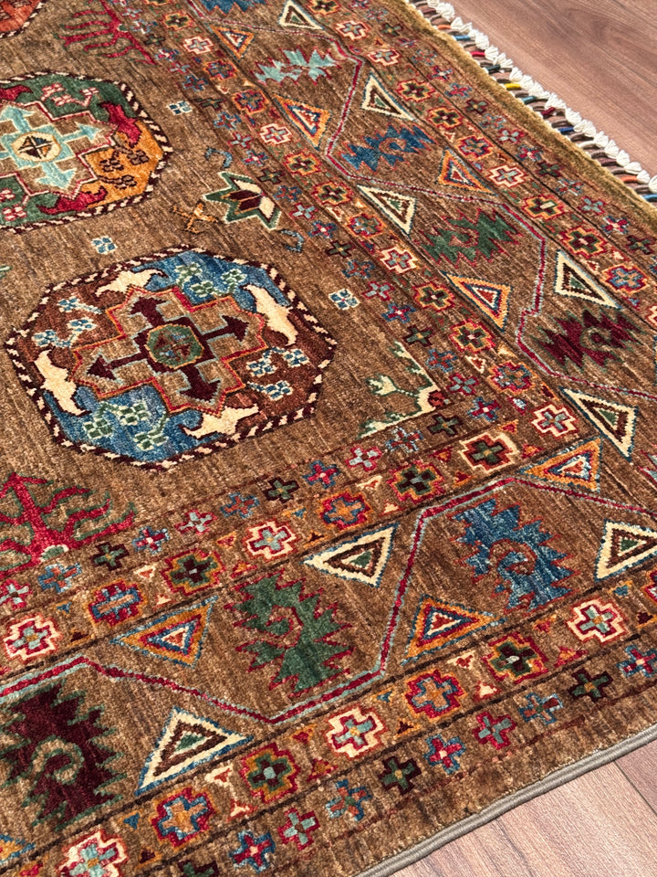 Veziri Original Hand-Woven Brown Vegetable Dyed Wool Carpet 175x256 4.48 Square Meters - 6x8 ft