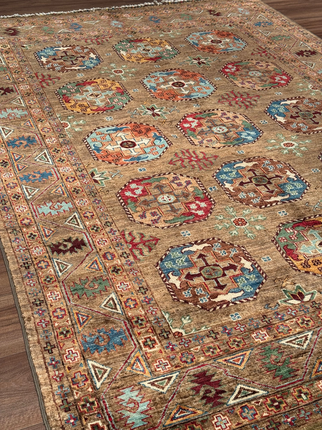 Veziri Original Hand-Woven Brown Vegetable Dyed Wool Carpet 175x256 4.48 Square Meters - 6x8 ft