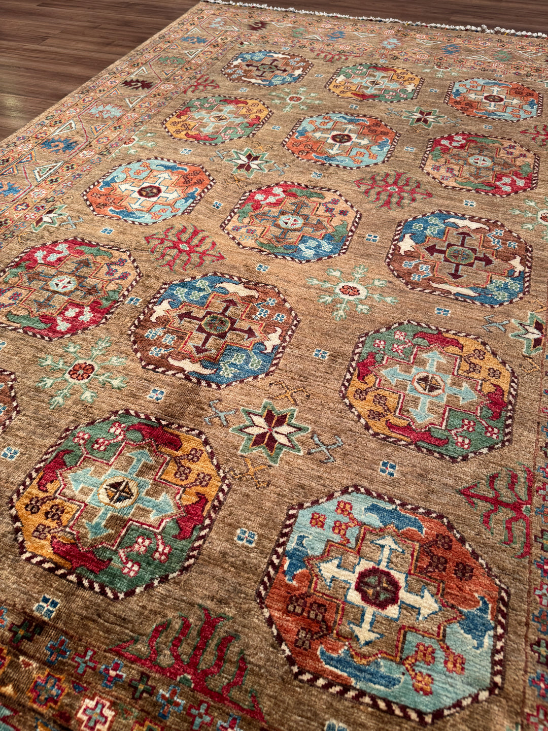 Veziri Original Hand-Woven Brown Vegetable Dyed Wool Carpet 175x256 4.48 Square Meters - 6x8 ft