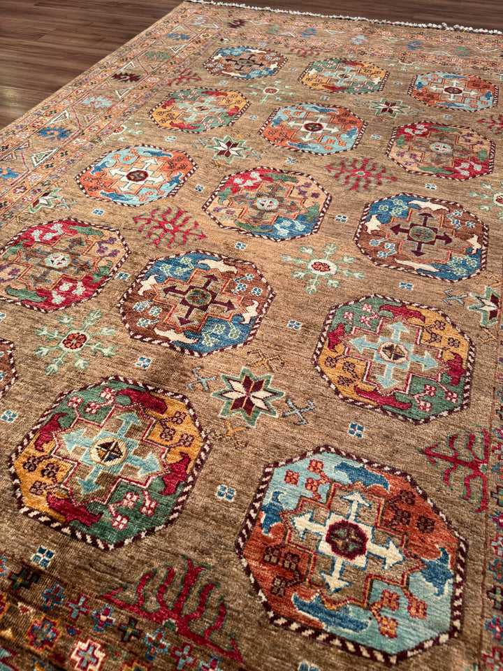 Veziri Original Hand-Woven Brown Vegetable Dyed Wool Carpet 175x256 4.48 Square Meters - 6x8 ft