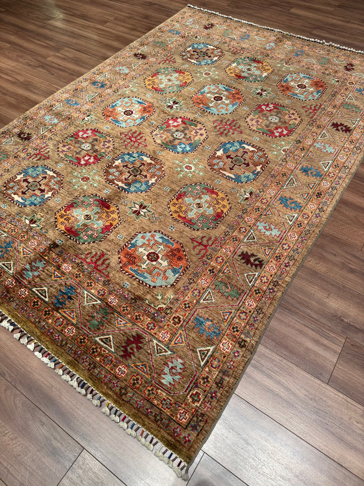 Veziri Original Hand-Woven Brown Vegetable Dyed Wool Carpet 175x256 4.48 Square Meters - 6x8 ft