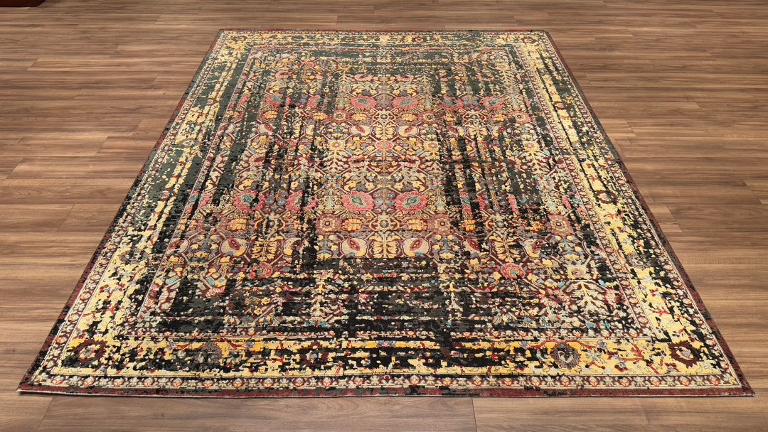 Oxidised Original Hand Woven Multi Wool Silk Carpet 244x300 7.32 Square Meters - 8x10 ft