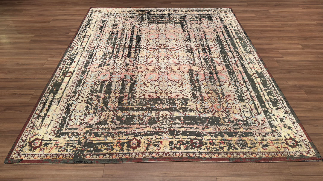 Oxidised Original Hand Woven Multi Wool Silk Carpet 244x300 7.32 Square Meters - 8x10 ft