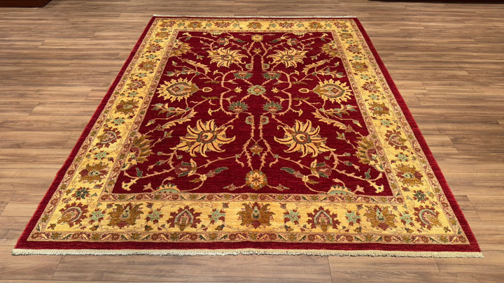 Uşak Original Hand Woven Red Cream Vegetable Dyed Wool Carpet 248x317 7.86 Square Meters - 8x10 ft