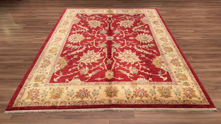 Uşak Original Hand Woven Red Cream Vegetable Dyed Wool Carpet 248x317 7.86 Square Meters - 8x10 ft