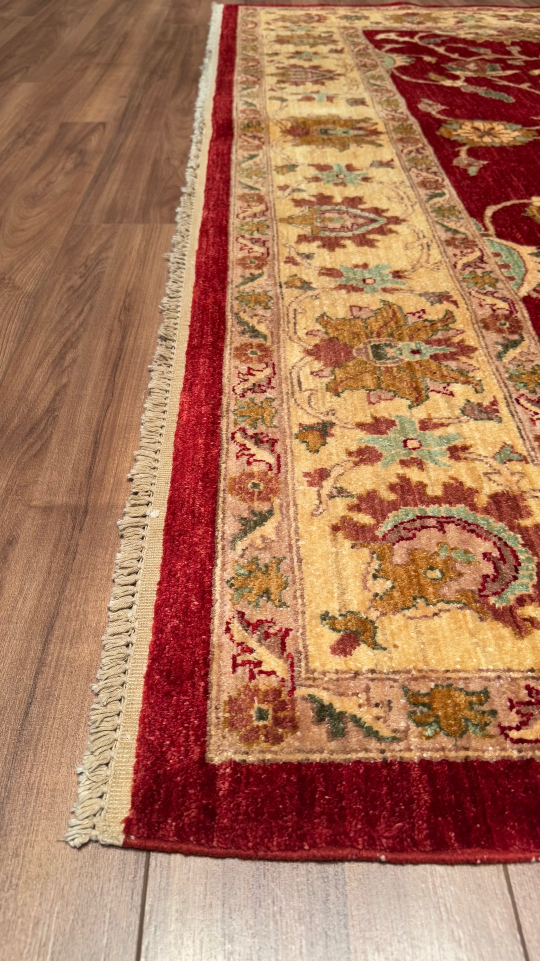 Uşak Original Hand Woven Red Cream Vegetable Dyed Wool Carpet 248x317 7.86 Square Meters - 8x10 ft