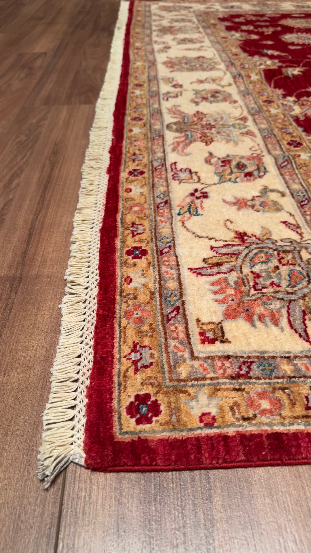 Uşak Original Hand Woven Red Cream Vegetable Dyed Wool Carpet 213x297 6.33 Square Meters - 8x10 ft