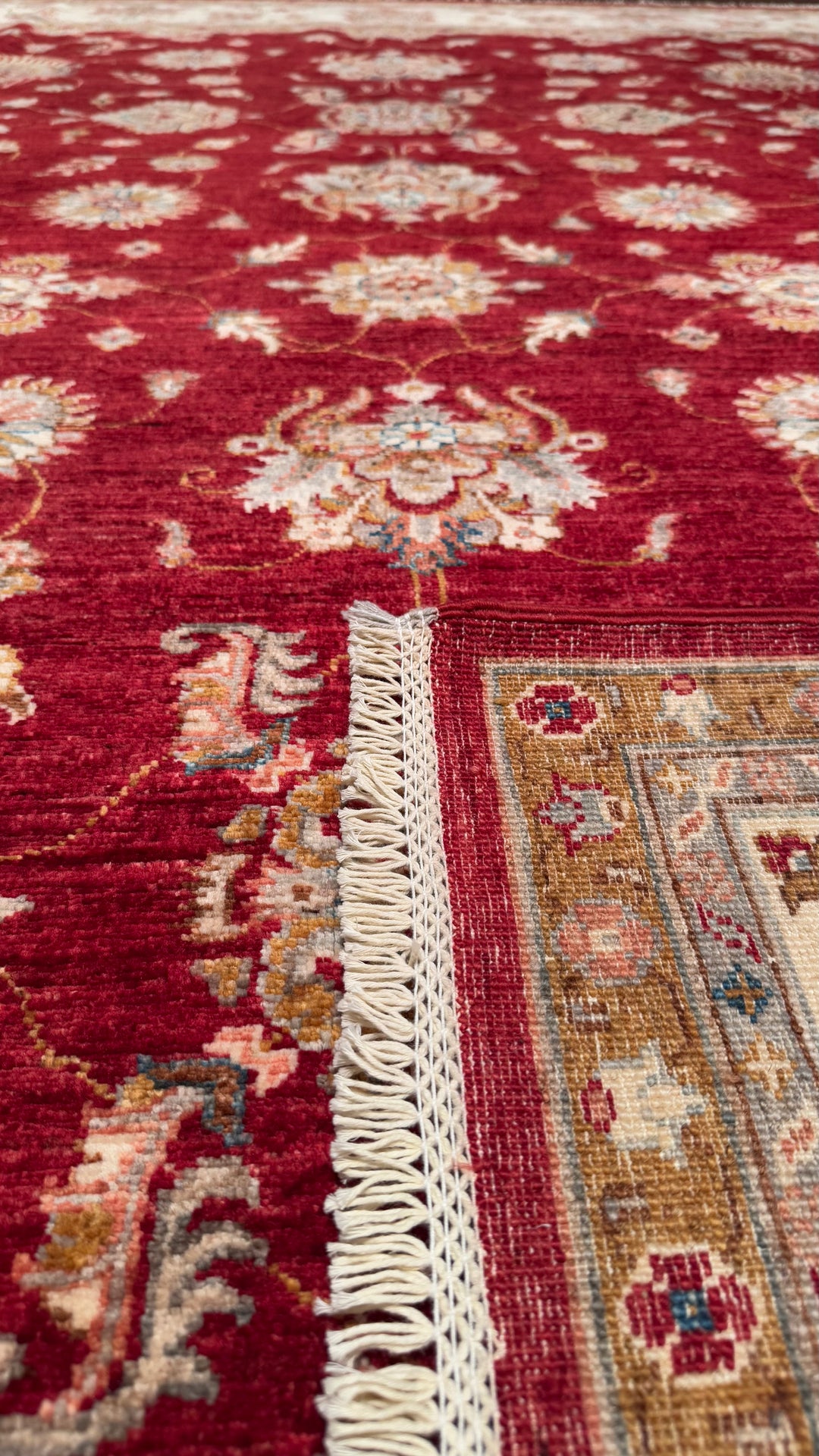 Uşak Original Hand Woven Red Cream Vegetable Dyed Wool Carpet 213x297 6.33 Square Meters - 8x10 ft