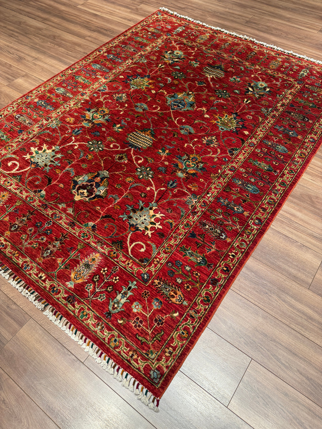 Sultani Binbirgece Orijinal El Dokuması Kırmızı Kök Boya Yün Halı 179x235 4.21 Metrekare - 5x8 ft