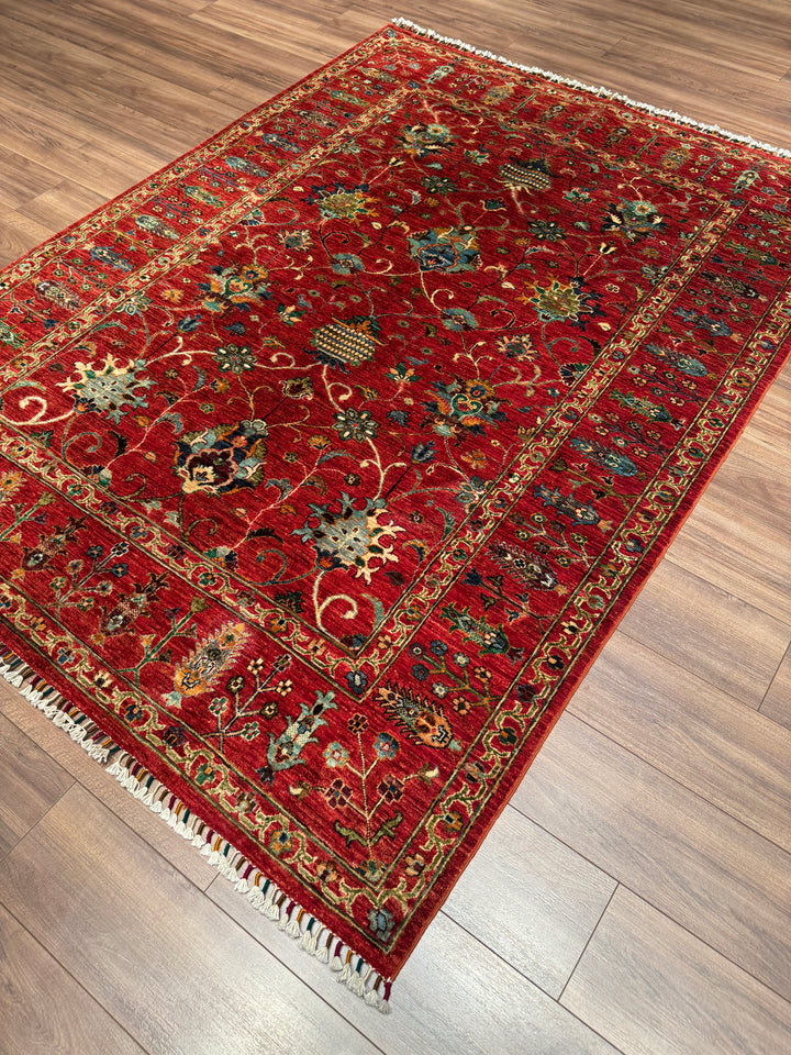 Sultani Binbirgece Orijinal El Dokuması Kırmızı Kök Boya Yün Halı 179x235 4.21 Metrekare - 5x8 ft