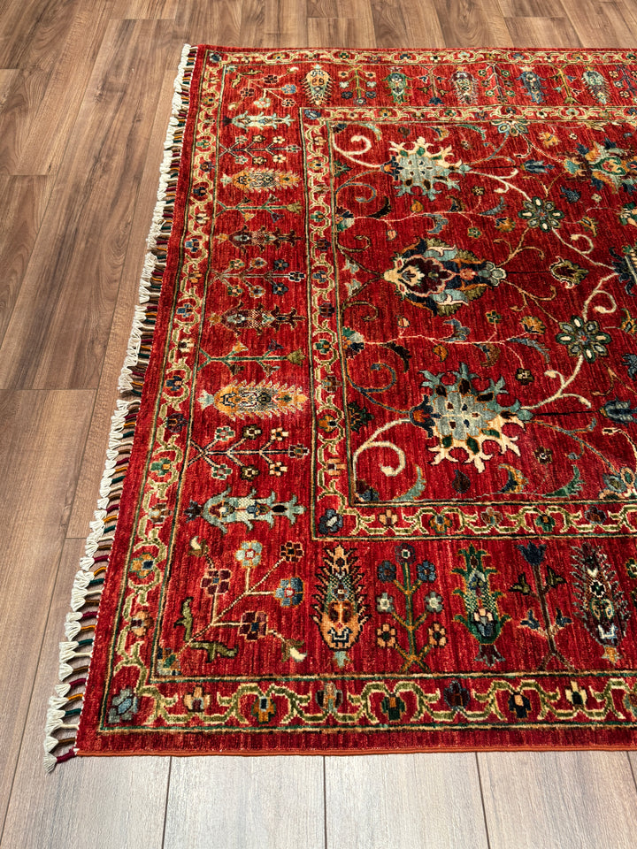 Sultani Binbirgece Orijinal El Dokuması Kırmızı Kök Boya Yün Halı 179x235 4.21 Metrekare - 5x8 ft