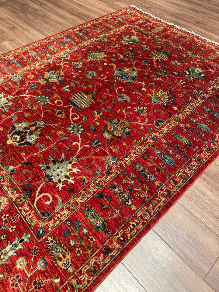 Sultani Binbirgece Orijinal El Dokuması Kırmızı Kök Boya Yün Halı 179x235 4.21 Metrekare - 5x8 ft