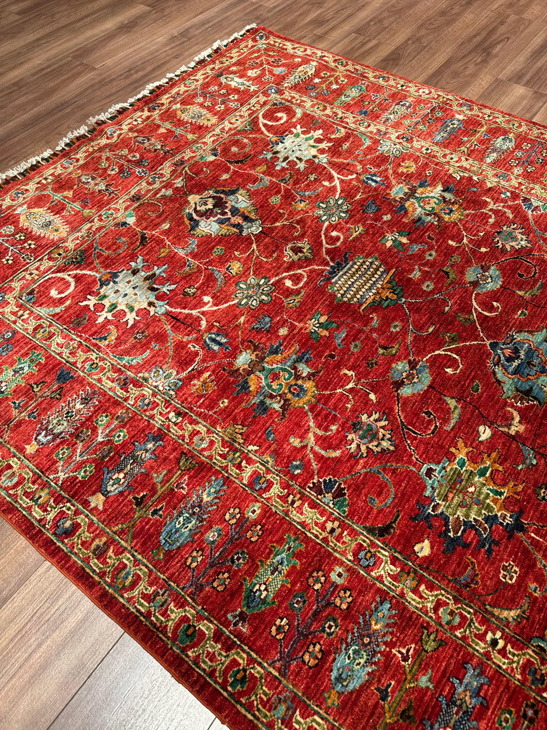 Sultani Binbirgece Orijinal El Dokuması Kırmızı Kök Boya Yün Halı 179x235 4.21 Metrekare - 5x8 ft