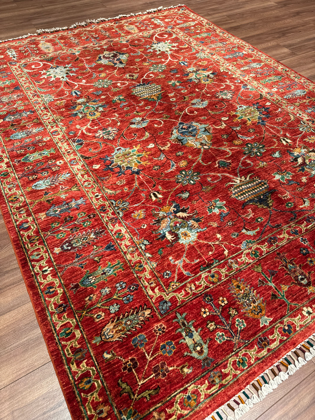 Sultani Binbirgece Orijinal El Dokuması Kırmızı Kök Boya Yün Halı 179x235 4.21 Metrekare - 5x8 ft