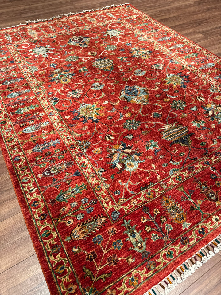 Sultani Binbirgece Orijinal El Dokuması Kırmızı Kök Boya Yün Halı 179x235 4.21 Metrekare - 5x8 ft