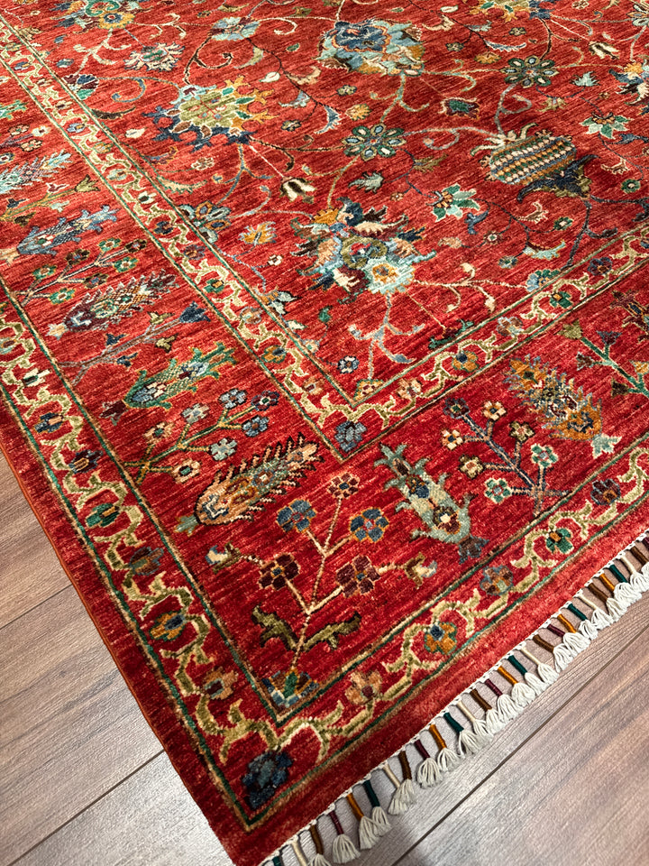 Sultani Binbirgece Orijinal El Dokuması Kırmızı Kök Boya Yün Halı 179x235 4.21 Metrekare - 5x8 ft