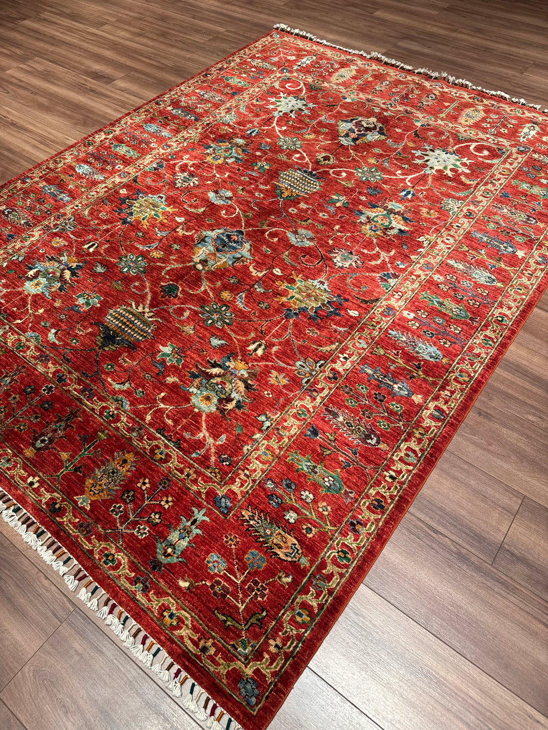 Sultani Binbirgece Orijinal El Dokuması Kırmızı Kök Boya Yün Halı 179x235 4.21 Metrekare - 5x8 ft