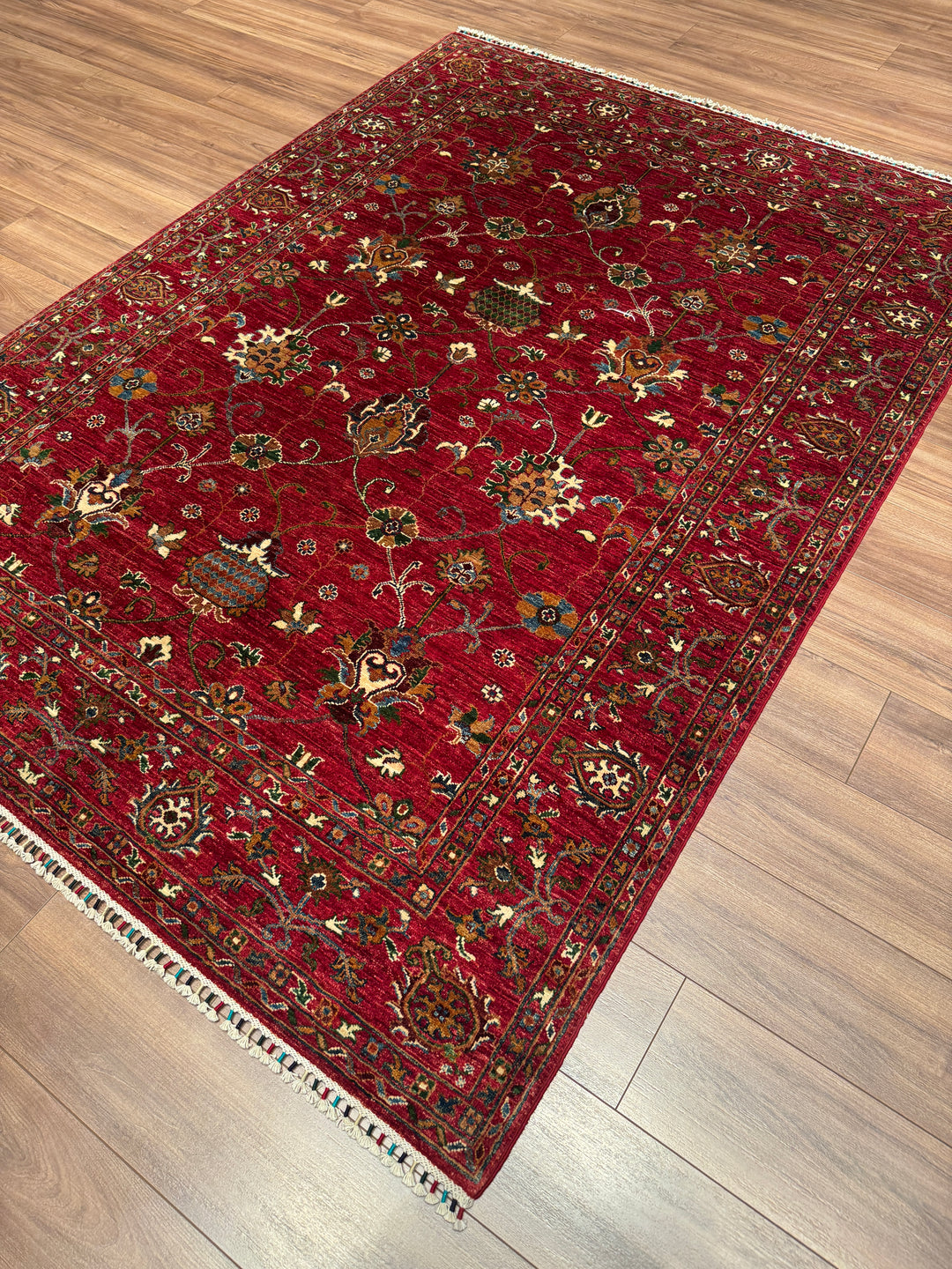 Sultani Binbirgece Orijinal El Dokuması Kırmızı Kök Boya Yün Halı 175x239 4.18 Metrekare - 5x8 ft