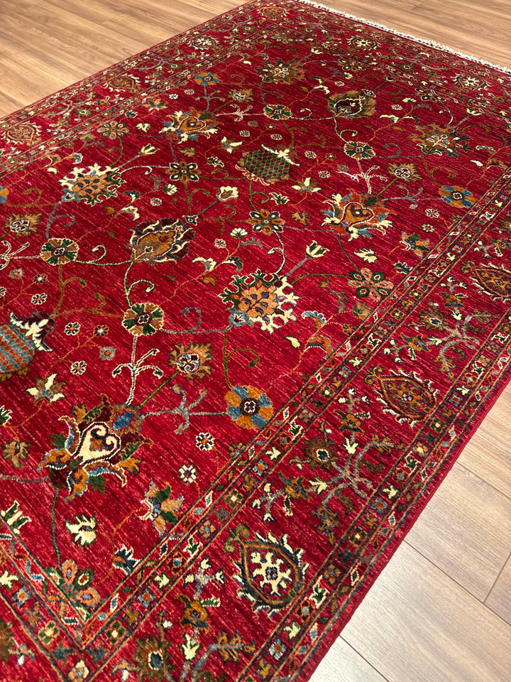 Sultani Binbirgece Orijinal El Dokuması Kırmızı Kök Boya Yün Halı 175x239 4.18 Metrekare - 5x8 ft