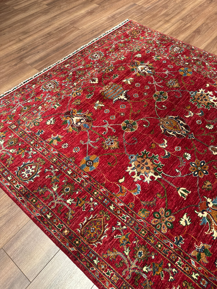 Sultani Binbirgece Orijinal El Dokuması Kırmızı Kök Boya Yün Halı 175x239 4.18 Metrekare - 5x8 ft