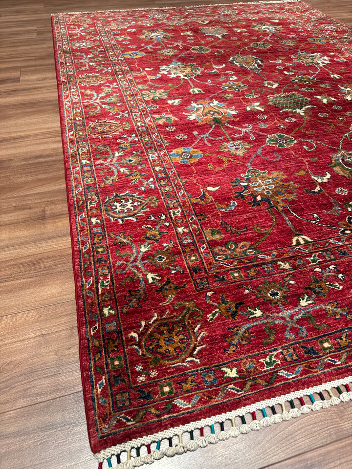 Sultani Binbirgece Orijinal El Dokuması Kırmızı Kök Boya Yün Halı 175x239 4.18 Metrekare - 5x8 ft
