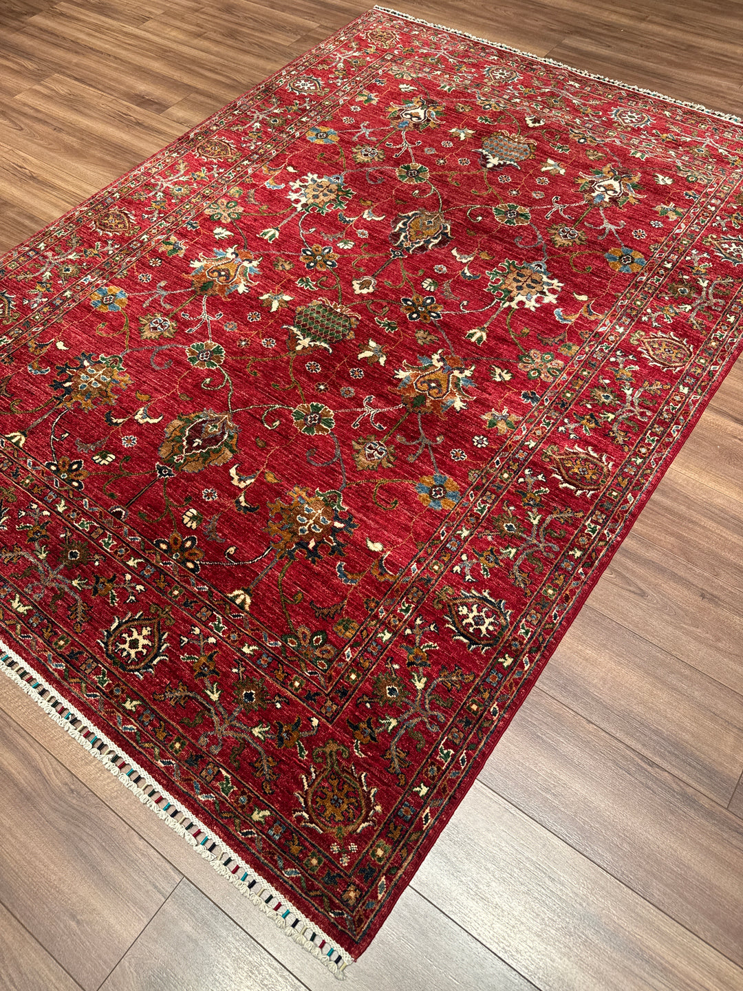 Sultani Binbirgece Orijinal El Dokuması Kırmızı Kök Boya Yün Halı 175x239 4.18 Metrekare - 5x8 ft