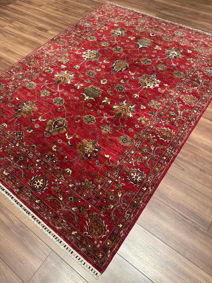 Sultani Binbirgece Orijinal El Dokuması Kırmızı Kök Boya Yün Halı 175x239 4.18 Metrekare - 5x8 ft