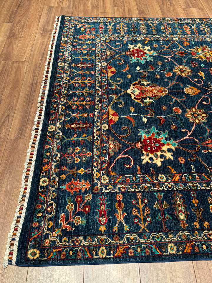 Sultani Binbirgece Orijinal El Dokuması Lacivert Kök Boya Yün Halı 176x246 4.33 Metrekare - 5x8 ft