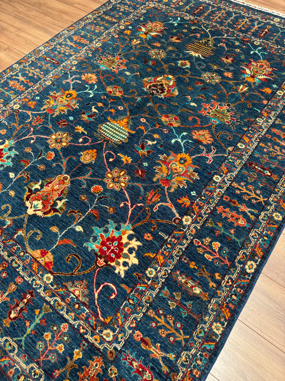 Sultani Binbirgece Orijinal El Dokuması Lacivert Kök Boya Yün Halı 176x246 4.33 Metrekare - 5x8 ft
