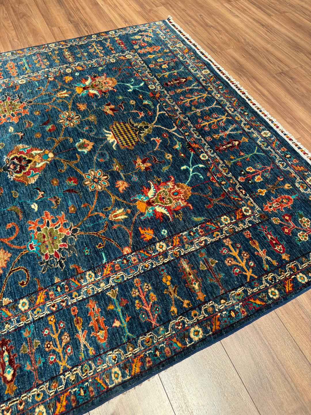 Sultani Binbirgece Orijinal El Dokuması Lacivert Kök Boya Yün Halı 176x246 4.33 Metrekare - 5x8 ft
