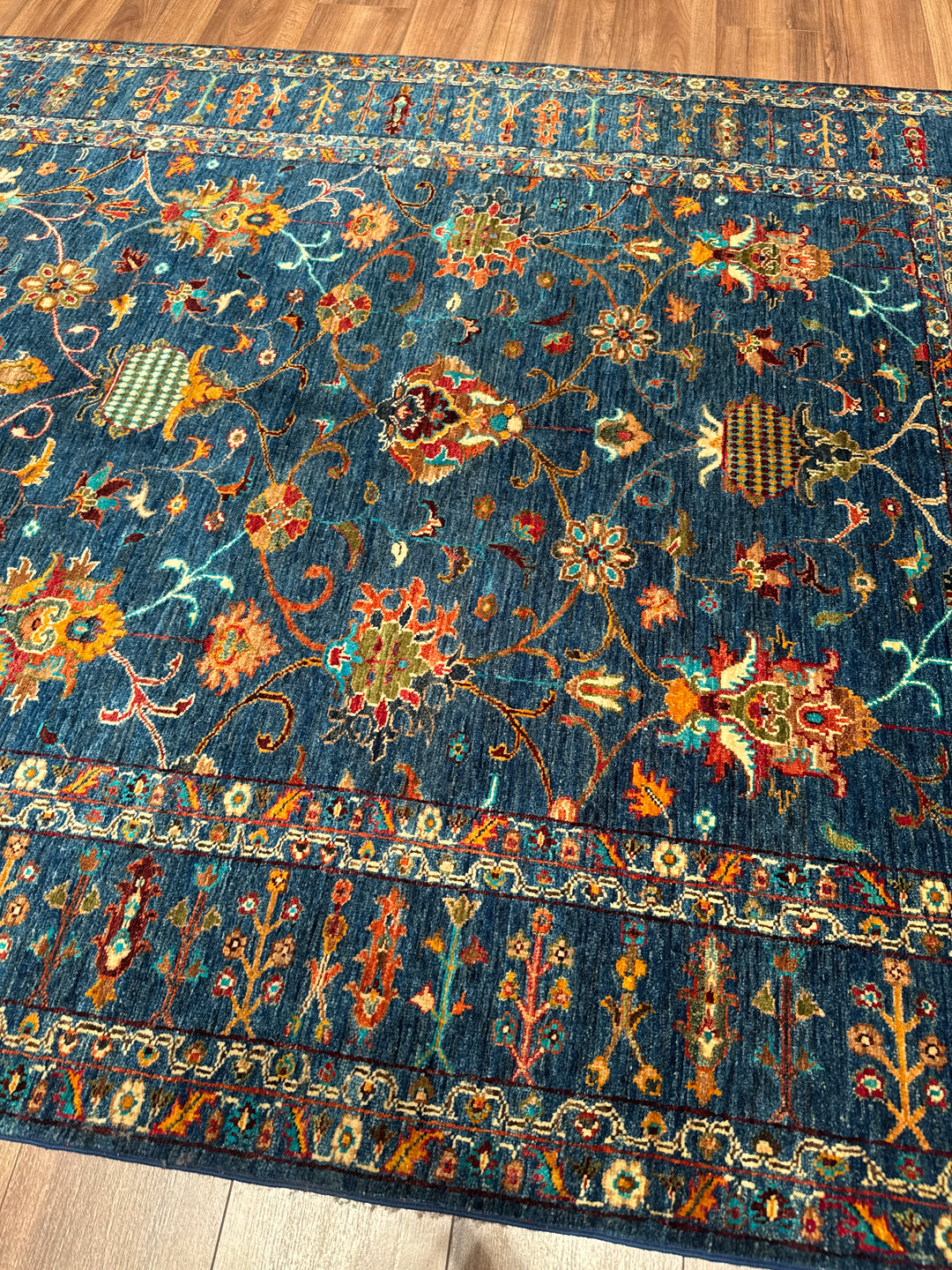 Sultani Binbirgece Orijinal El Dokuması Lacivert Kök Boya Yün Halı 176x246 4.33 Metrekare - 5x8 ft