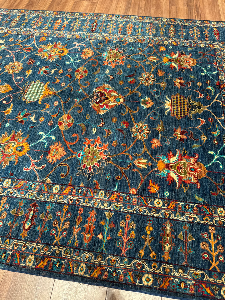 Sultani Binbirgece Orijinal El Dokuması Lacivert Kök Boya Yün Halı 176x246 4.33 Metrekare - 5x8 ft