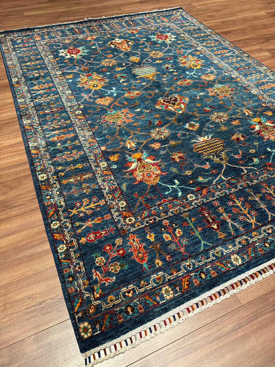 Sultani Binbirgece Orijinal El Dokuması Lacivert Kök Boya Yün Halı 176x246 4.33 Metrekare - 5x8 ft