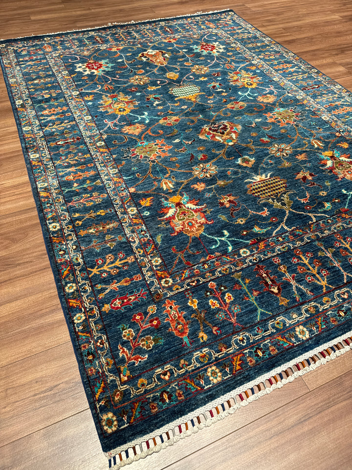 Sultani Binbirgece Orijinal El Dokuması Lacivert Kök Boya Yün Halı 176x246 4.33 Metrekare - 5x8 ft