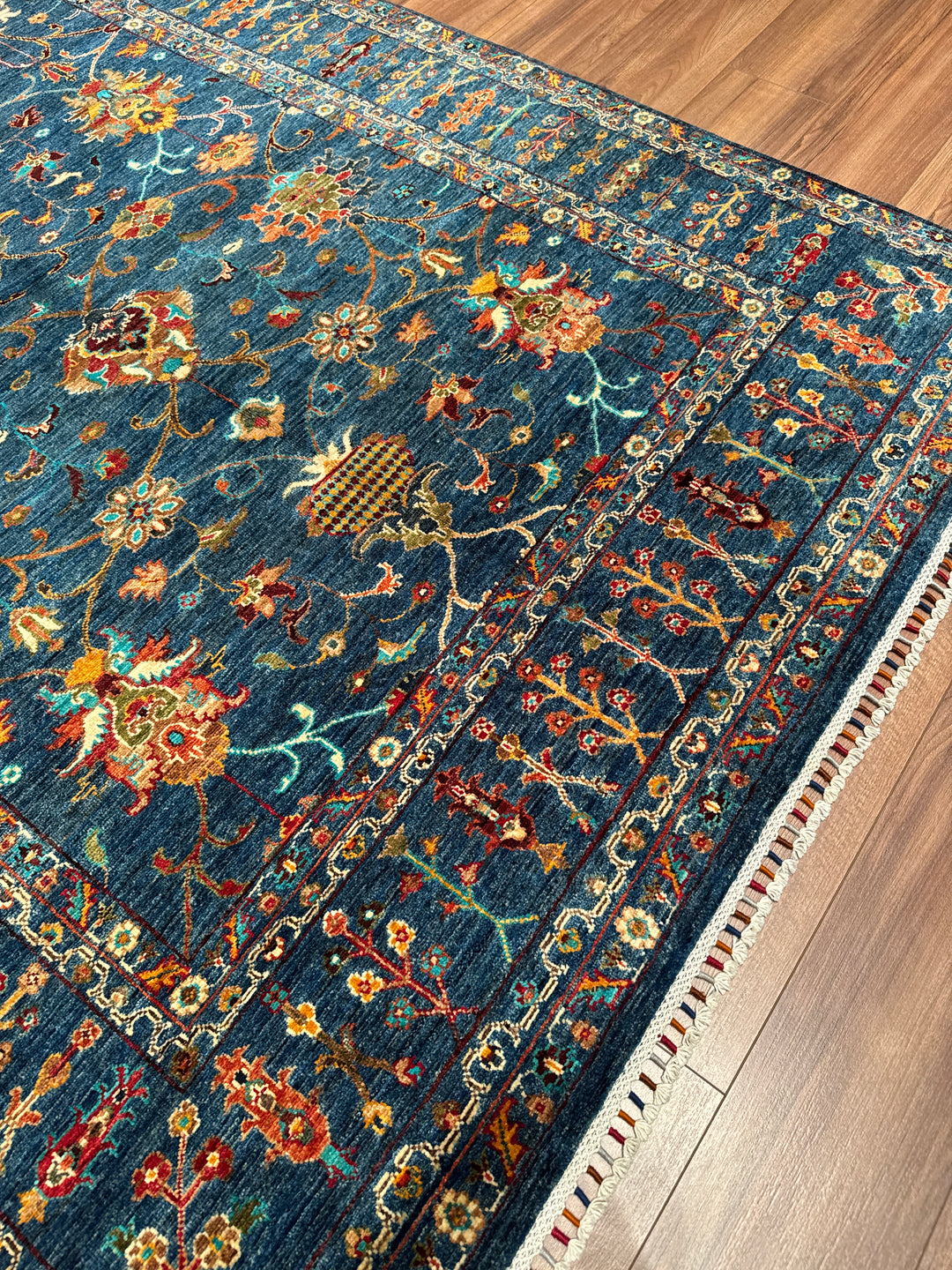 Sultani Binbirgece Orijinal El Dokuması Lacivert Kök Boya Yün Halı 176x246 4.33 Metrekare - 5x8 ft