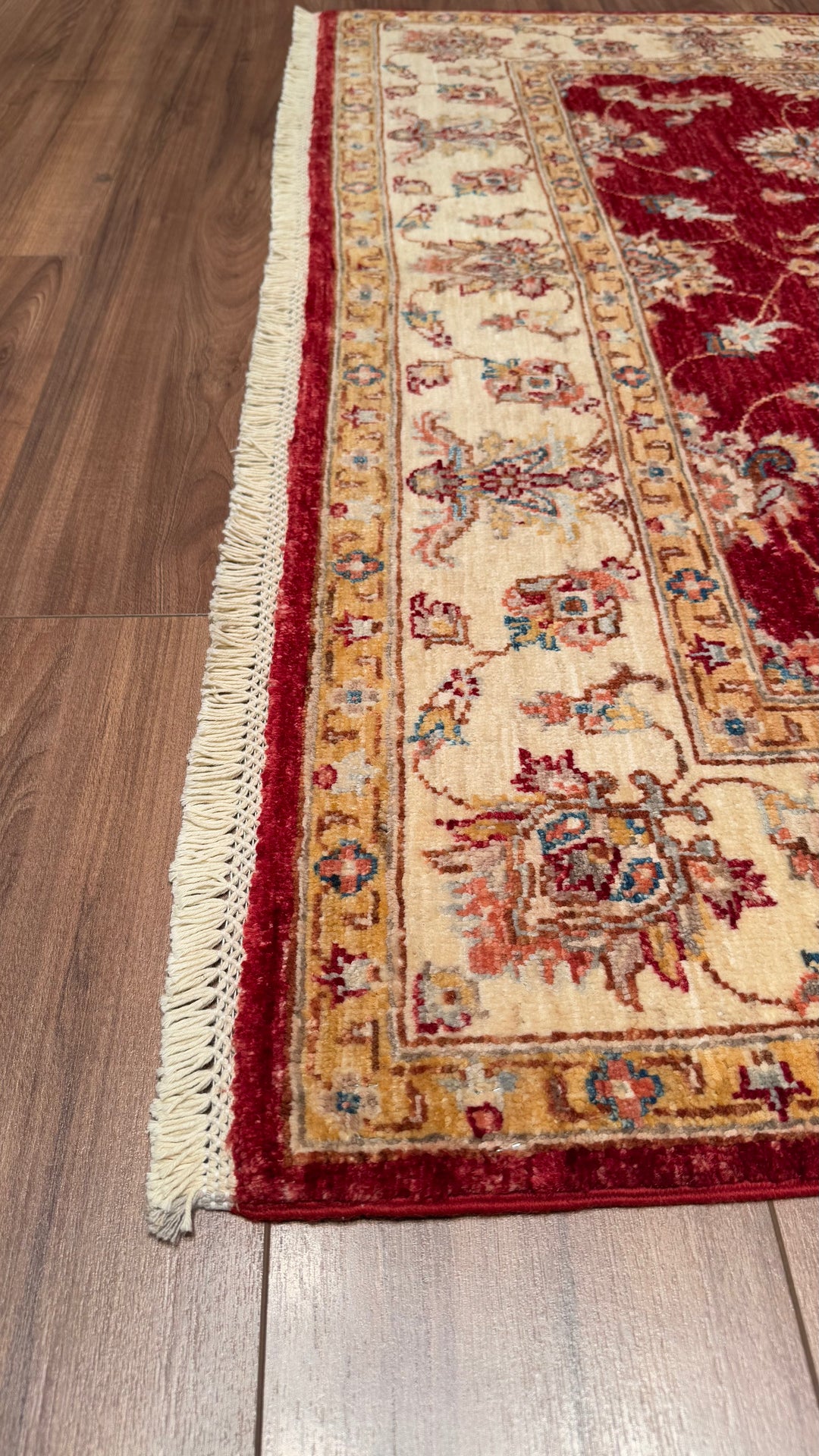 Uşak Original Hand Woven Red Cream Vegetable Dyed Wool Carpet 151x202 3.05 Square Meters - 4x6 ft