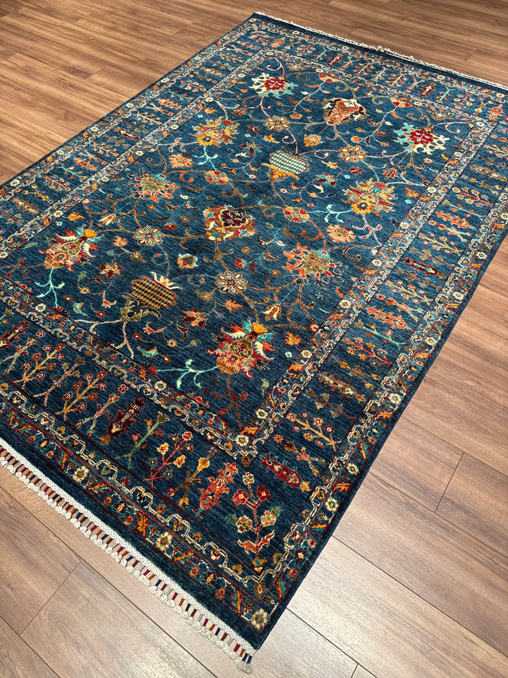 Sultani Binbirgece Orijinal El Dokuması Lacivert Kök Boya Yün Halı 176x246 4.33 Metrekare - 5x8 ft