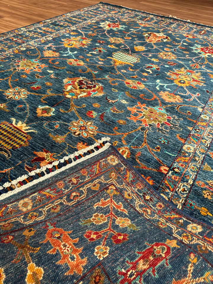 Sultani Binbirgece Orijinal El Dokuması Lacivert Kök Boya Yün Halı 176x246 4.33 Metrekare - 5x8 ft