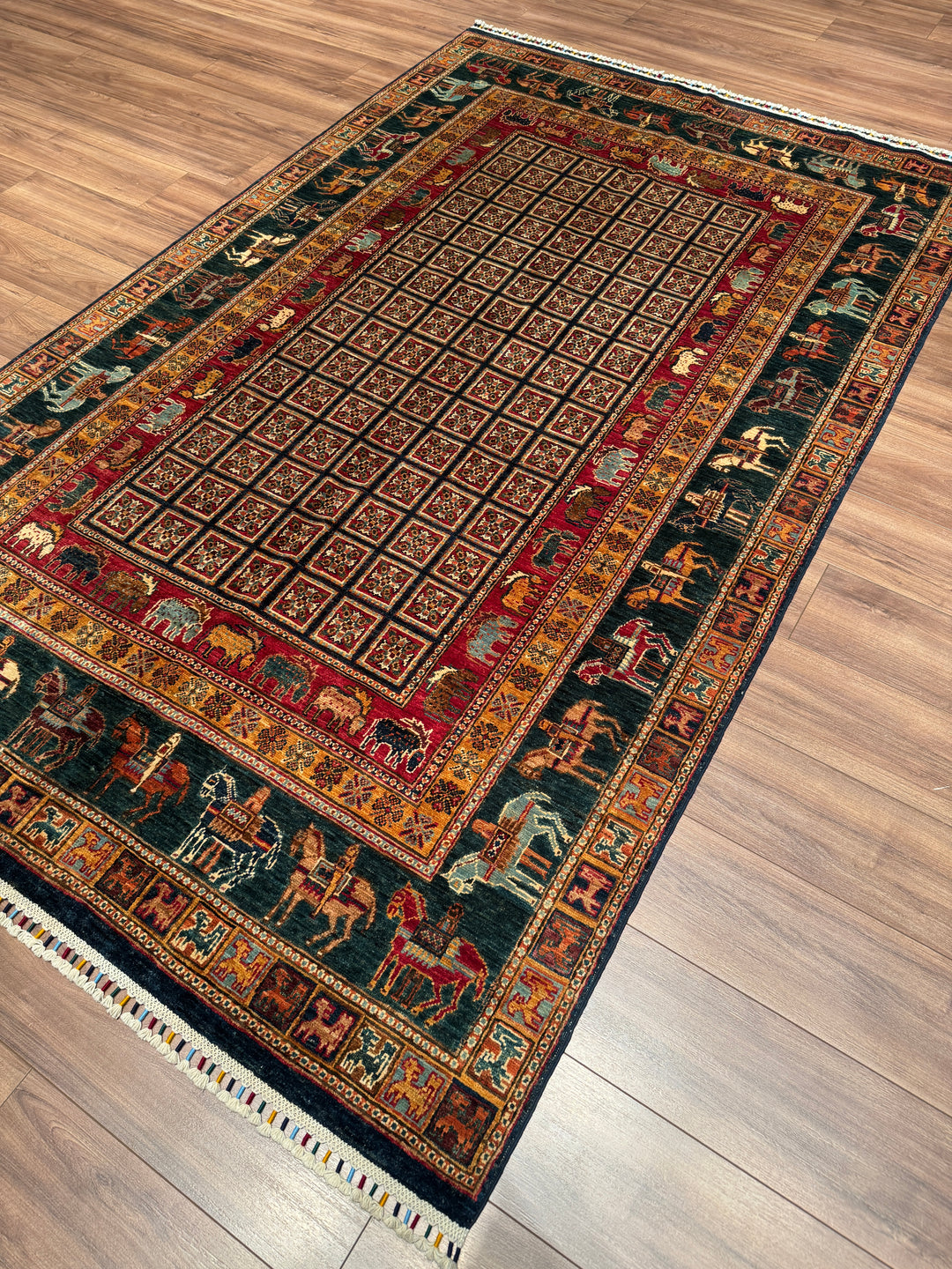 Pazırık Orijinal El Dokuması Multi Kök Boya Yün Halı 168x264 4.44 Metrekare - 5x7 ft