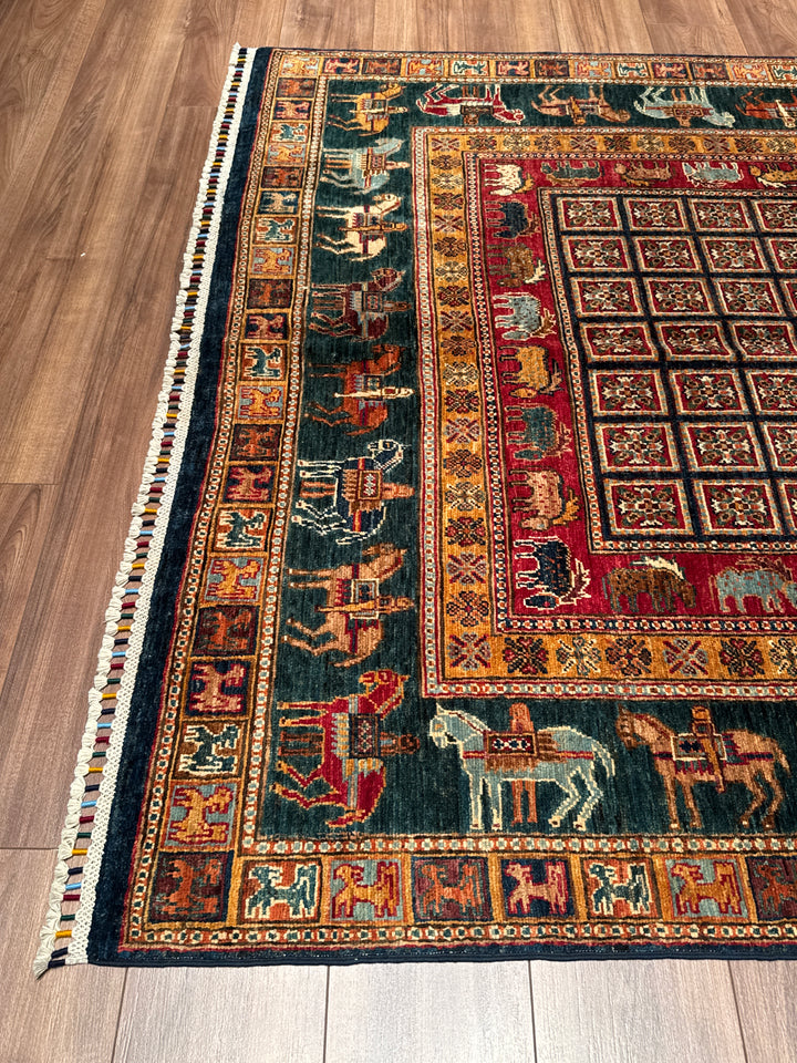 Pazırık Orijinal El Dokuması Multi Kök Boya Yün Halı 168x264 4.44 Metrekare - 5x7 ft