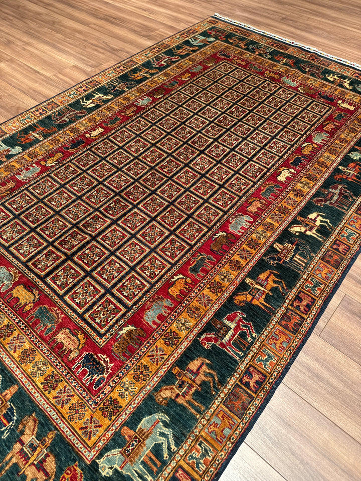 Pazırık Orijinal El Dokuması Multi Kök Boya Yün Halı 168x264 4.44 Metrekare - 5x7 ft