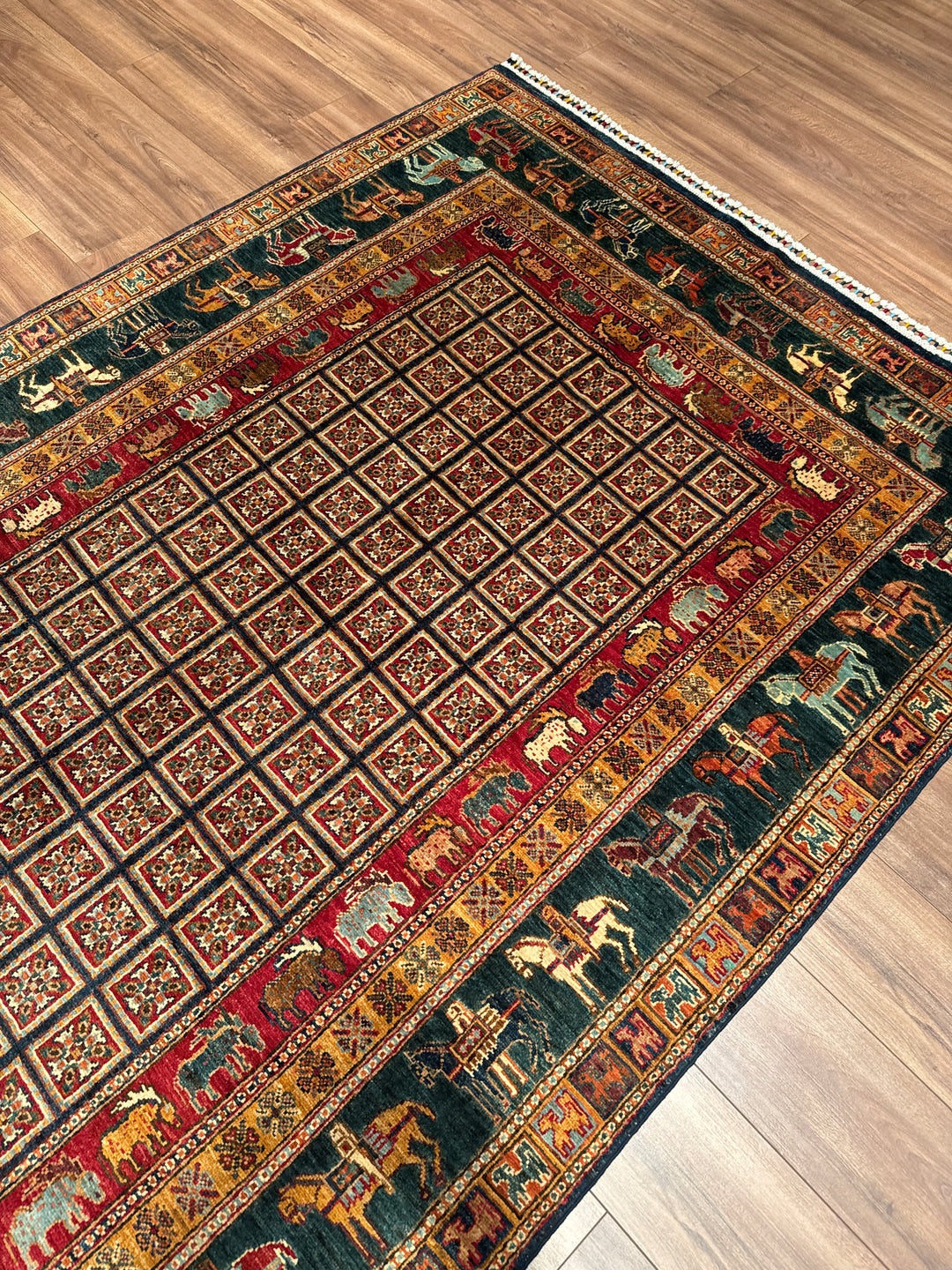 Pazırık Orijinal El Dokuması Multi Kök Boya Yün Halı 168x264 4.44 Metrekare - 5x7 ft